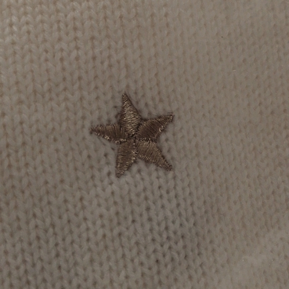 Boho Chic Spring Coastal Pullover Oversized Embroidered Gold Stars Sweater New - Picture 8 of 10